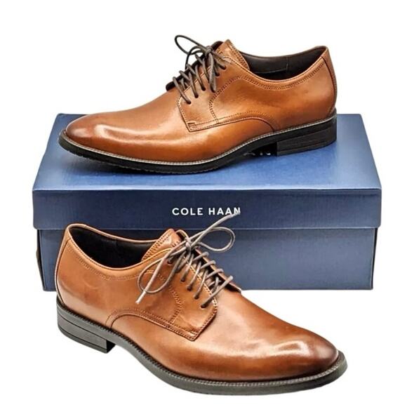 Cole Haan Men’s Leather Modern Essentials Plain Toe Oxford Shoe British brown